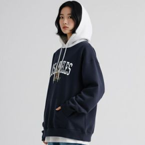 스케이트보드 강아지 오버핏 배색 후드티 남여공용 2컬러_P406569748