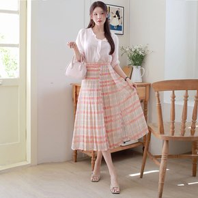 [최초가 89,000원][르포엠]로에르 체크 플리츠 스커트