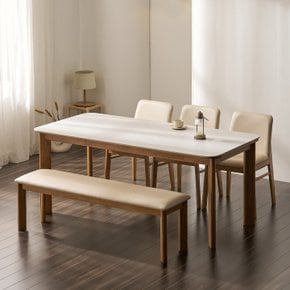 도슨 SC88 세라믹 원목 6인 식탁 테이블 세트(벤치+의자)