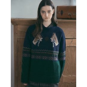 Rustic Horse Knit_Navy(OC25-KN22)