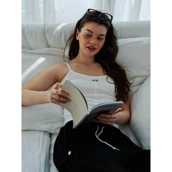 Line Sleeveless Top - White