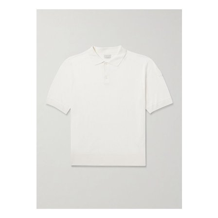 몽클레르 몽클레어 로고 아플리케 실크 리넨 혼방 폴로 셔츠 화이트 1647597356776934