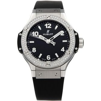  미국 위블로 시계 Hublot Big Bang 블랙 Dial Diamond Rubber Ladies 워치 361.SX.1270.RX.1104