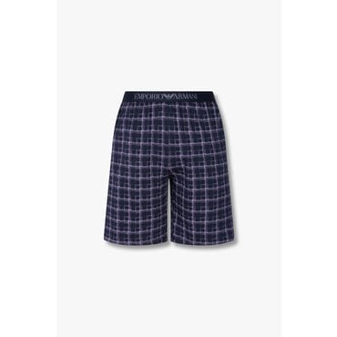EMPORIO ARMANI 남성 로고 밴딩 패턴드 파자마 쇼츠 (0815131016)