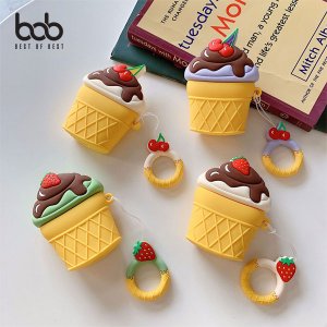 BOB 빵빠레 아이스크림 3D 에어팟 케이스+도넛키링 1세대 2세대 Airpods