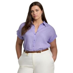 우먼 Lauren Ralph Lauren Plus-Size 린넨 돌먼 슬리브 셔츠 - 와일드 라벤더 8670133