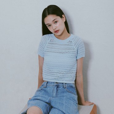 레이브 Crochet String Knit in S/Blue VK4MP254-21