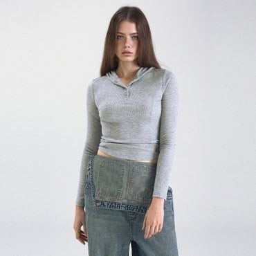 후아유 Hooded Line T-shirt  WHLAF3731F