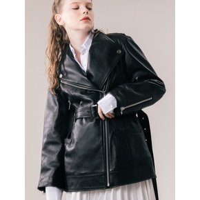 LAMBSKIN WIDE BELTED JACKET