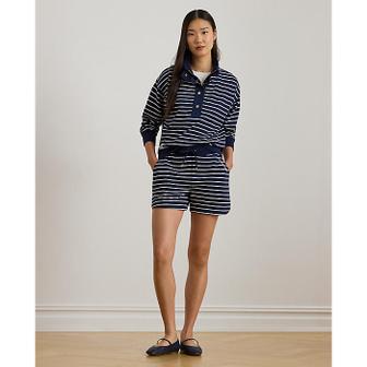 로렌 랄프 로렌 스트라이프 프렌치 테리 드로코드 쇼트(WMLRSHOS7620089410)