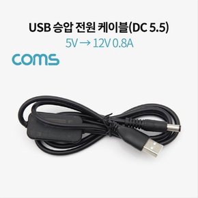 USB 전원 승압 케이블 5Vto12V 0.8A DC 5.5mm TB074