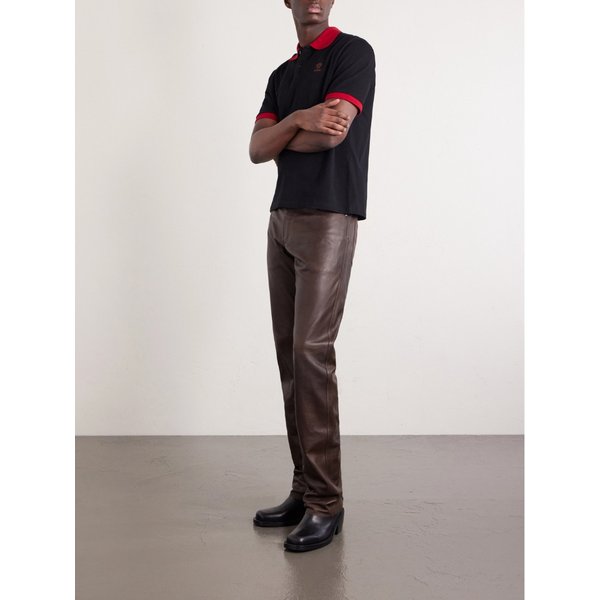 스트레이트 가죽 가죽 팬츠 46376663163057555