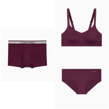 Calvin Klein Underwear (선물포장)CK 24FW 인비저블 브라렛+힙스터+토널로고 드로즈 커플 SET(QF79397941VER-NB4055POK)