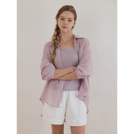 르스튜디오 LINEN T-SHIRT + LOOSE FIT SHIRT SET VIOLET