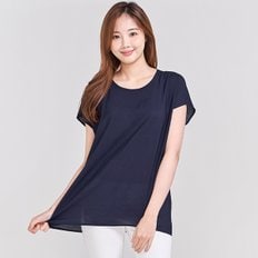 이라인1412 그린인견 블라우스 롱티셔츠 네이비 (~2XL)