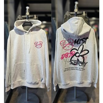 더블제이디 [시흥점] 남여공용 페인팅플라워 그래피티 세미오버핏 후드(백멜란지)/JGZZ30914LG