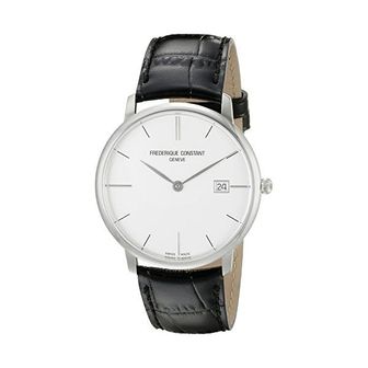  독일 프레드릭 콘스탄트 남성 시계 Frederique Constant Mens Slimline 38.4mm 블랙 레더 밴드