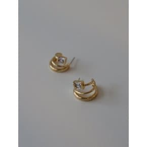 triple hoop square earring