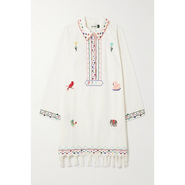 아스토리아 프린지 자수 코튼 미니 드레스 크림 46376663162989155