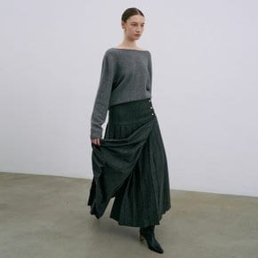 / Button Wrinkle Pleated Skirt