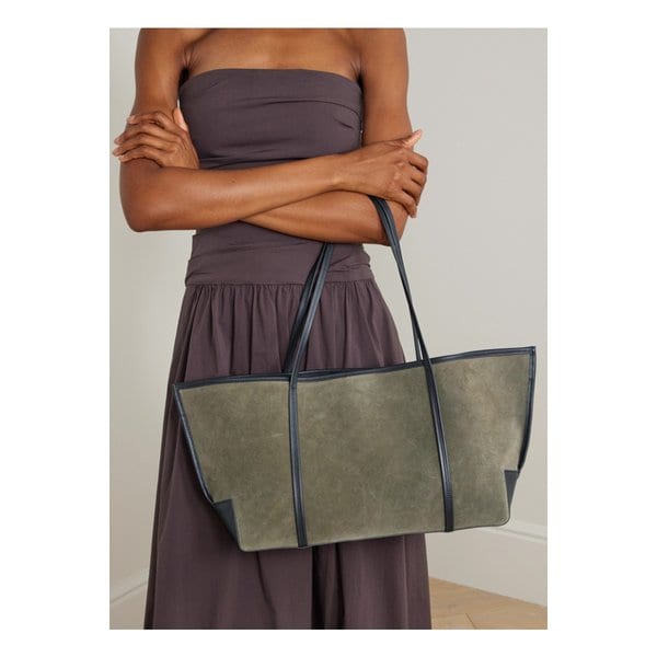 세인트 아그니 바토 가죽 트리밍 스웨이드 토트 밀리터리 그린 46376663162881957