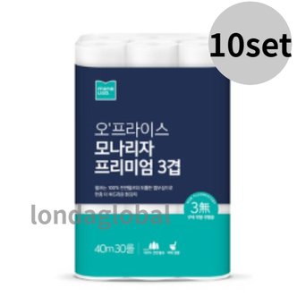  오프라이스 모나리자 3겹 롤 화장지 휴지 30롤 10팩