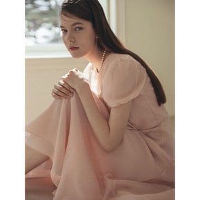 Peach Half-Sleeved Dress