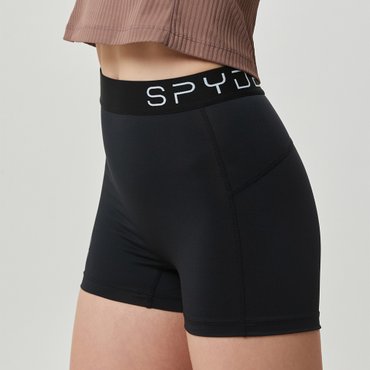스파이더 여성 러닝 레터링 로고 숏 레깅스 SPJPCNFL281WBLK