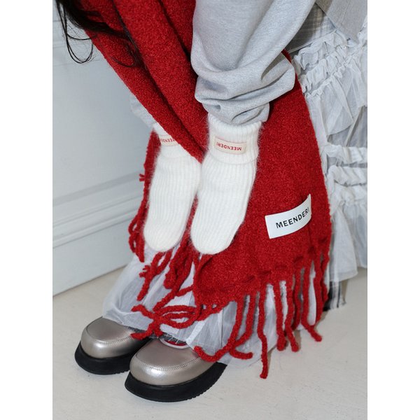 LOGO ANGORA GLOVES - WHITE