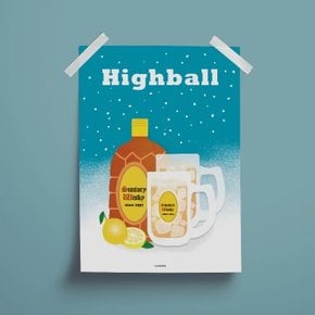 산토리 하이볼 겨울 그림 일러스트 포스터