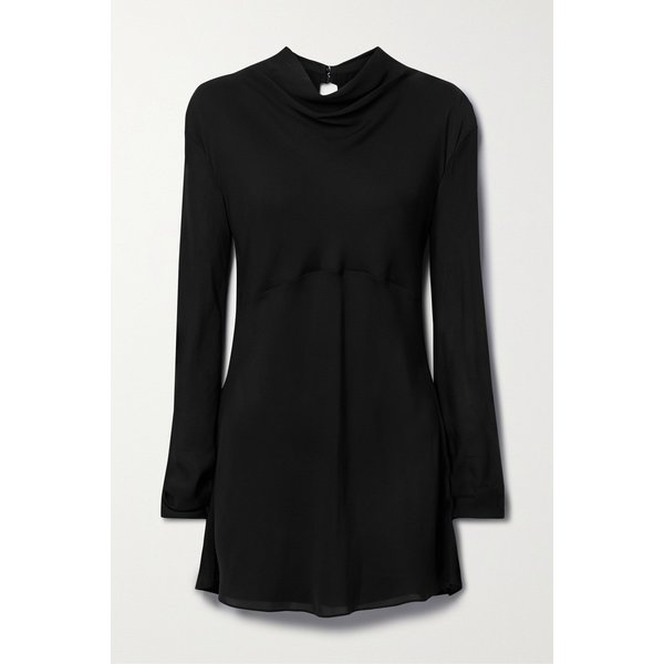 케이트 브이레이 컷아웃 실크 조젯 탑 블랙 1647597325519064