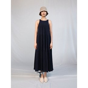 Open Back Crinkled Kan Kan Dress Navy