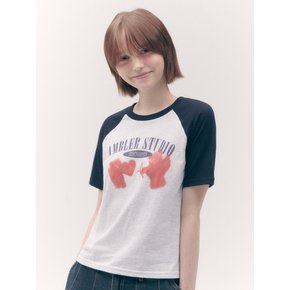 Cupid Bear Crop T-Shirts ACR504 (Navy)