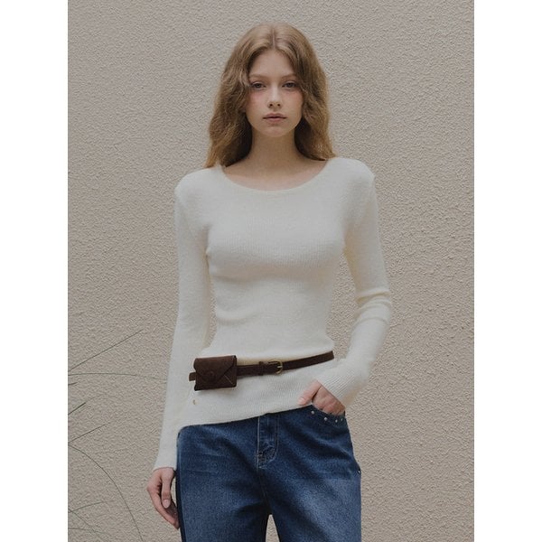 위즐리 언발 사선 긴팔 니트(벨트set)