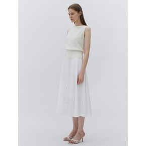 Button flare skirt (White)