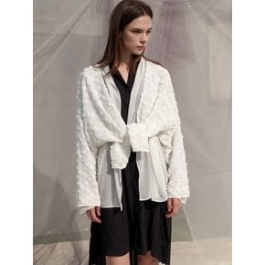 Lace Chiffon Double Cardigan_White