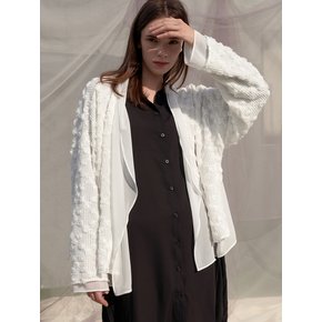 Lace Chiffon Double Cardigan_White