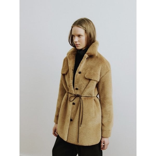 ASHLEY Faux Fur Half Shirt Jacket [Tobacco Brown]