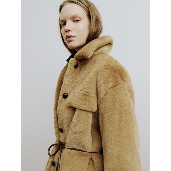 ASHLEY Faux Fur Half Shirt Jacket [Tobacco Brown]