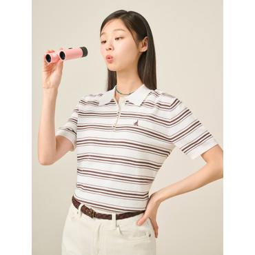 빈폴레이디스 25SS [빈폴솔솔니트] 코튼실크 스트라이프 풀오버 - 아이보리  BF5351C080