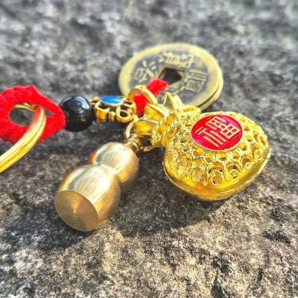 행운 부적 복주머니 키링 액막이 재물운 가방 키홀더 (WFILLK0)