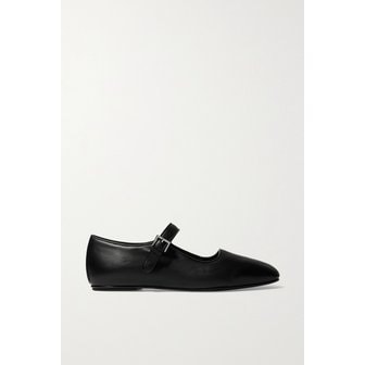 더로우 아바 가죽 메리제인 발레리나 플랫 블랙 17957409490770020