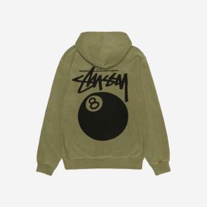 스투시 8볼 피그먼트 다이드 집 후드 올리브 Stussy 8 Ball Pigment Dyed Zip Hoodie Olive