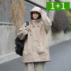 1+1 루즈핏 여성 바람막이 점퍼 경량자켓 봄 가을 방수 등산 여자 바람막이 자켓