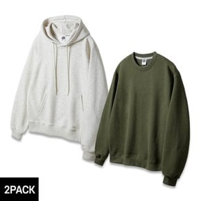 [2PACK] 앨빈클로 레귤러핏 무지 후드티/맨투맨 2종 패키지