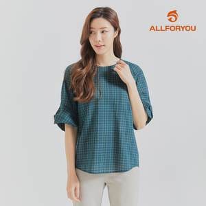 올포유 [모델착장]여성 반팔 체크 블라우스 ALBLK4241-804