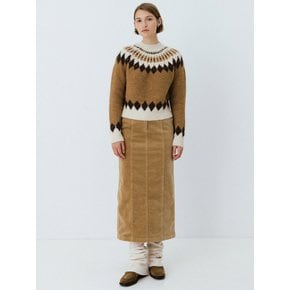 fair isle raglan knitted pullover (camel)