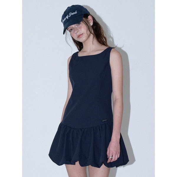 Volume Tencel Mini Dress_Navy