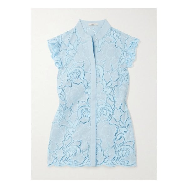 러플 브로드리 앙글레즈 포플린 블라우스 라이트 블루 46376663162865386