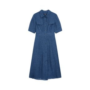 여성 프론트 버튼 린넨 셔츠 드레스(A524112505)